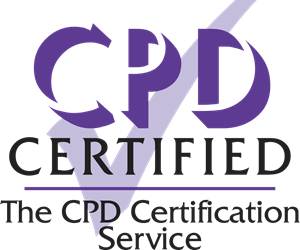 CPD Certified logo in white on purple with tick mark & service name below.